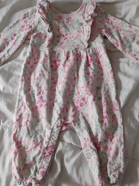 wonder nation Pink & Aqua Floral Infant Romper